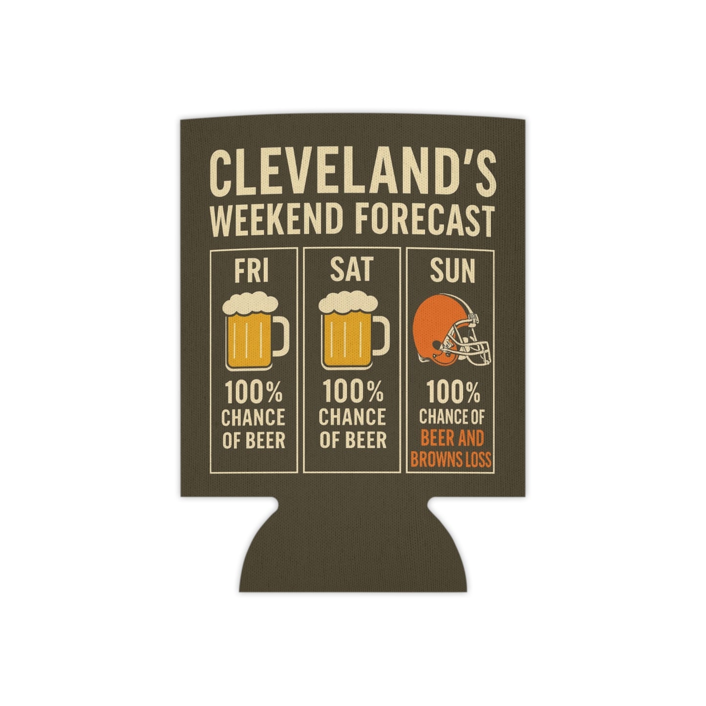 Cleveland's Weekend Forecast Beer Can Cooler Holder Sleeve