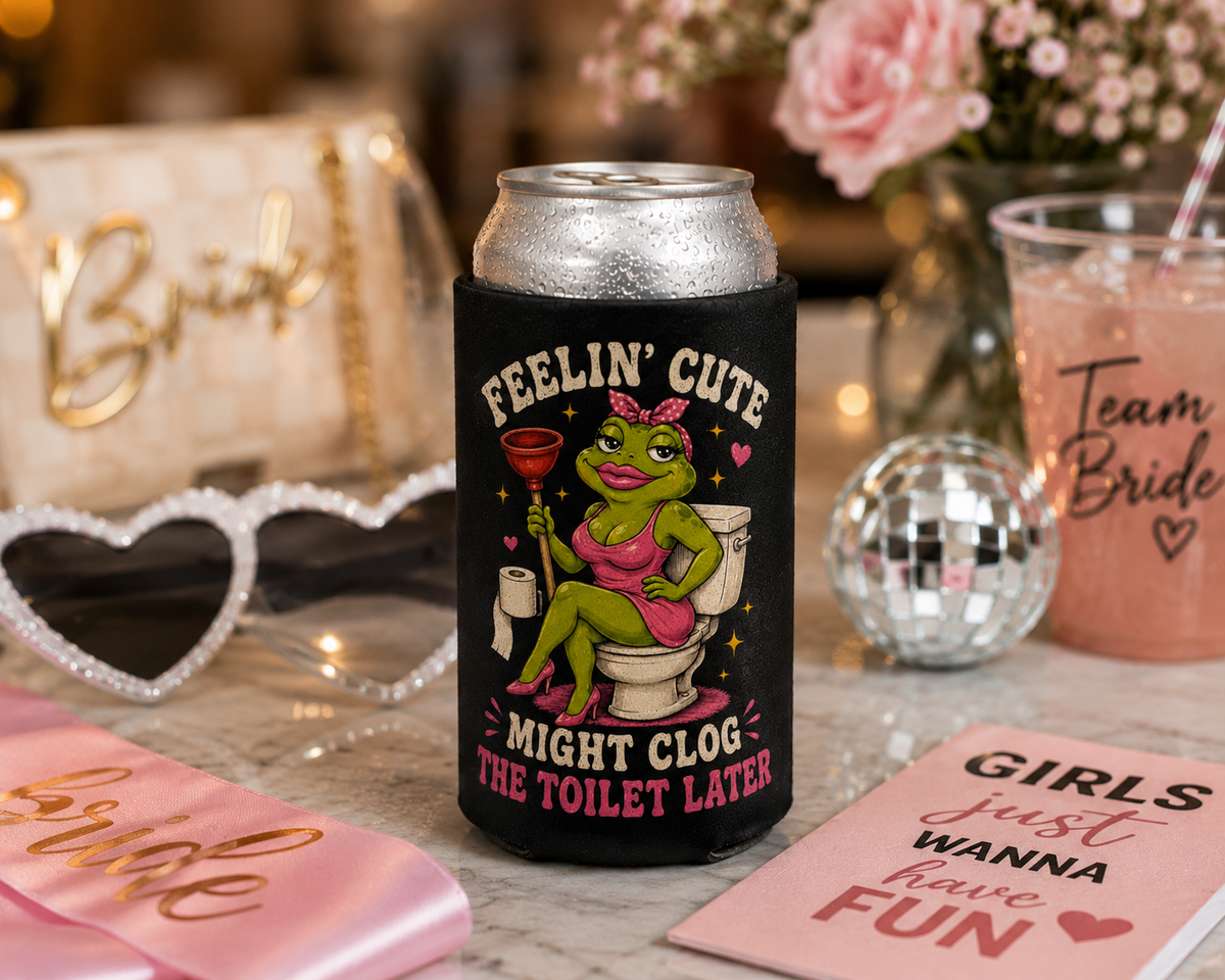 Feelin’ Cute Frog Can Cooler