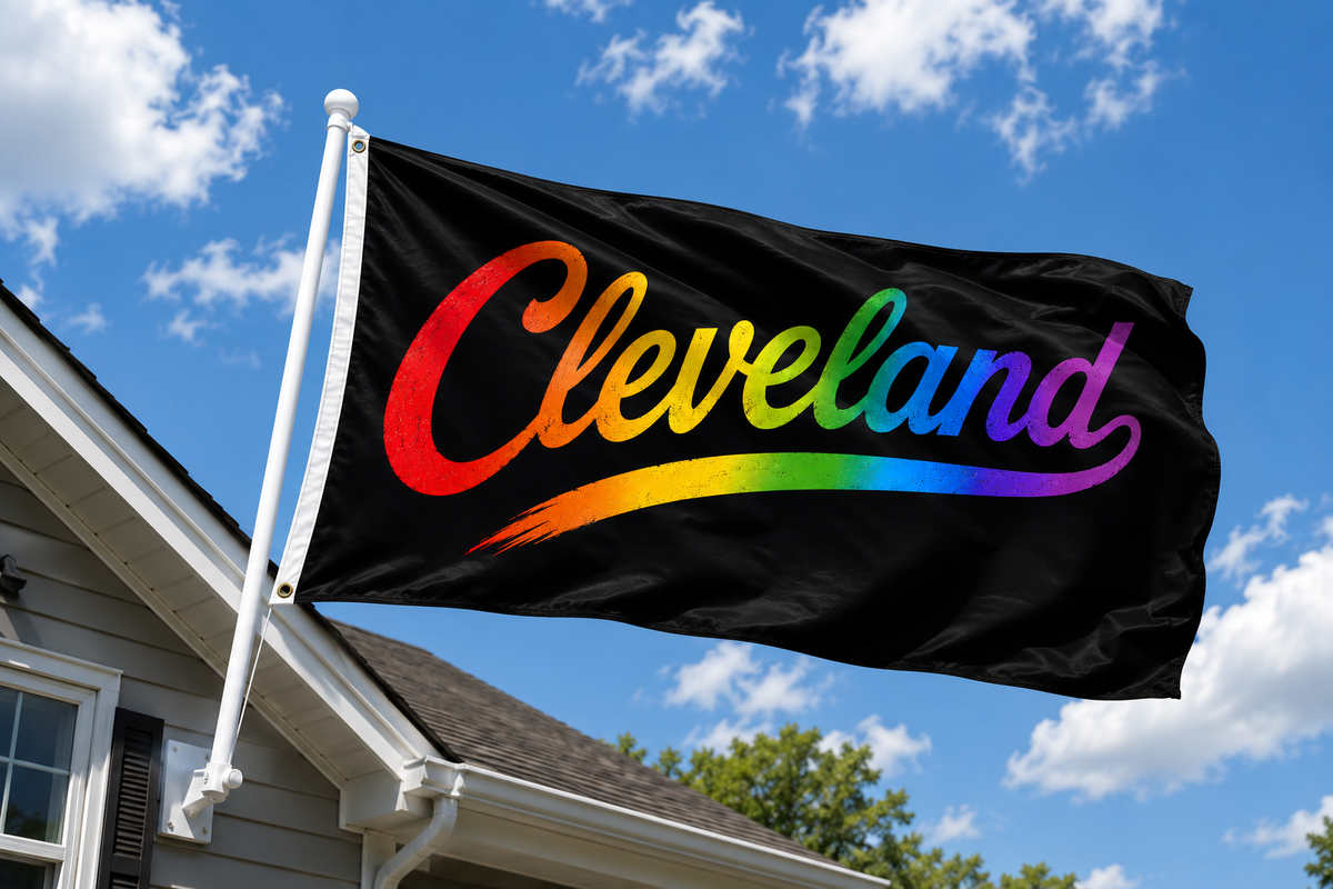 Cleveland Ohio Script Flag – Rainbow Cleveland Flag – 12x18 or 3x5 FT