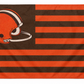 Cleveland Football Flag 3x5 – Orange & Brown Retro Helmet | Distressed Tailgate Decor
