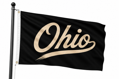 Ohio Script Flag – Black & Cream Ohio State Flag –Outdoor Decorative Flag
