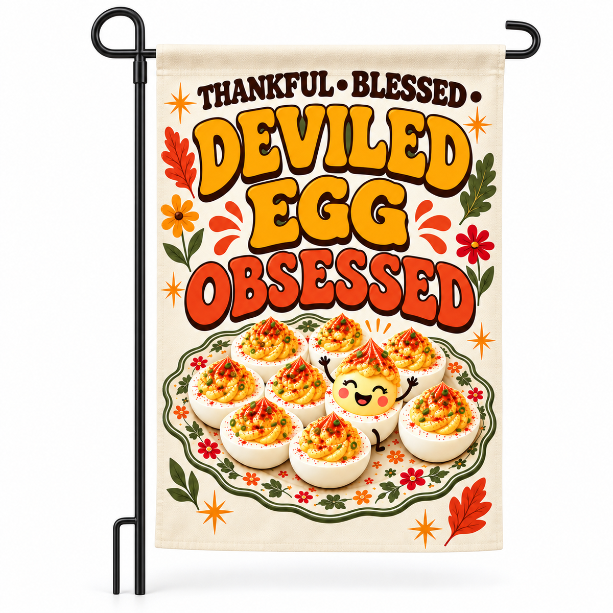 Thankful Blessed Deviled Egg Obsessed Garden Flag – 12x18 Double-Sided