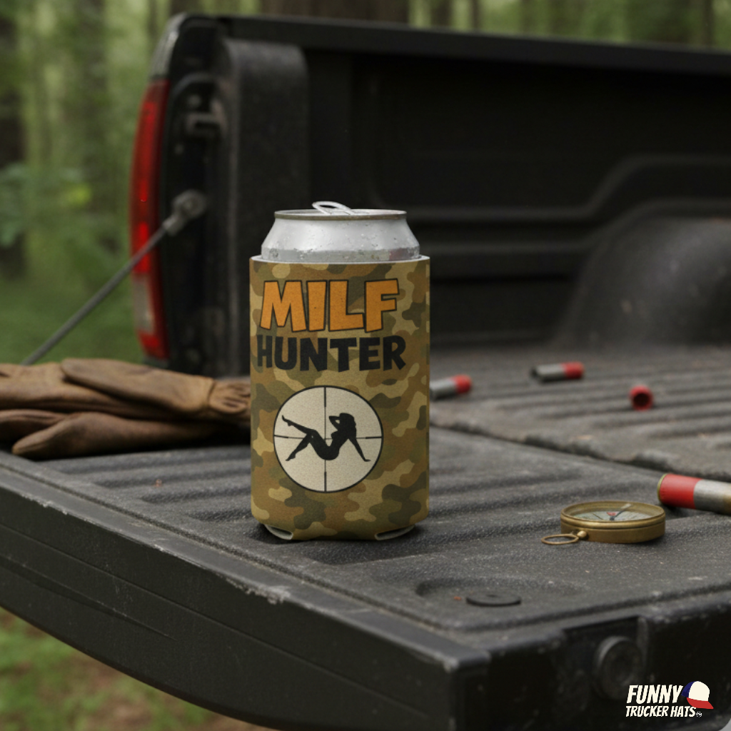 MILF HUNTER Beer Can Cooler Holder Sleeve Camouflage/Camo