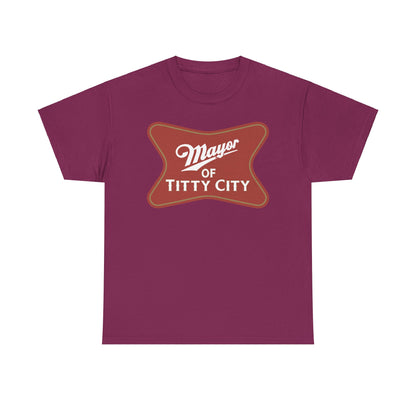 Mayor Of Titty City Beer Logo Funny T-Shirt