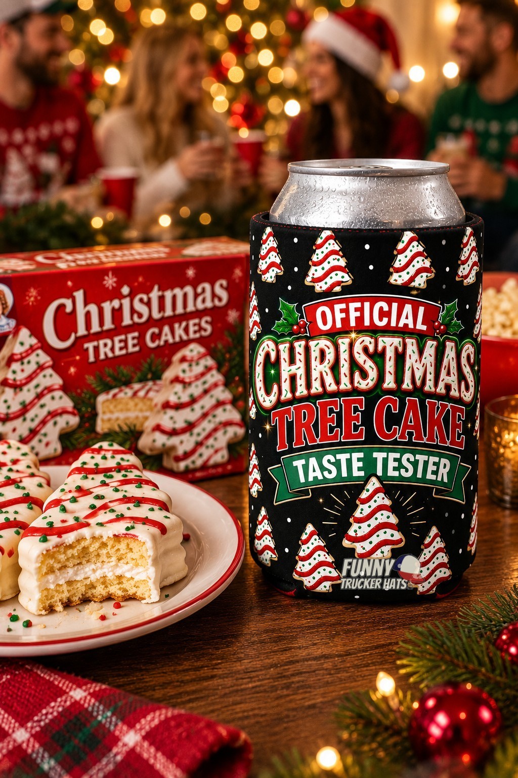 Official Christmas Tree Cake Taste Tester Can Cooler