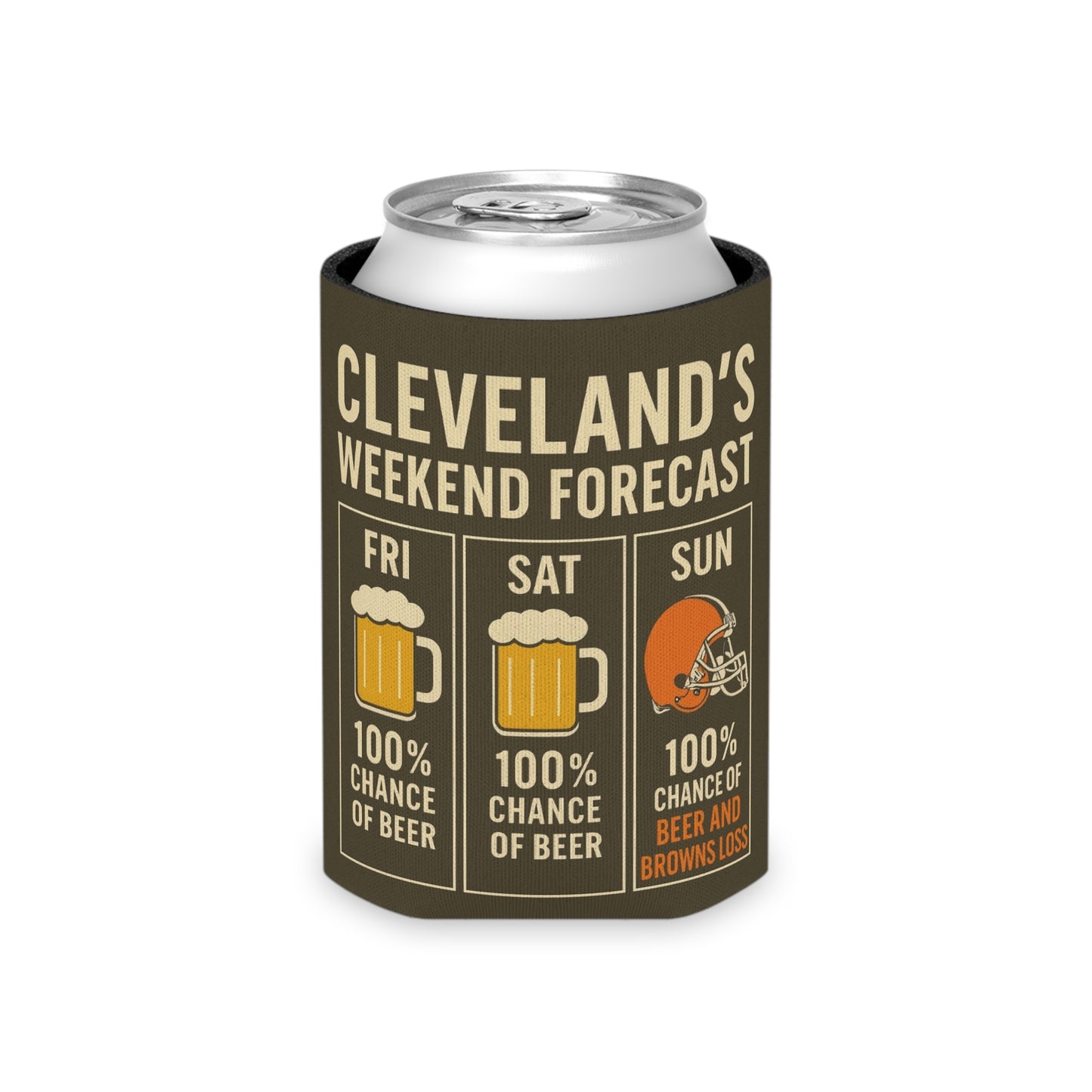 Cleveland's Weekend Forecast Beer Can Cooler Holder Sleeve