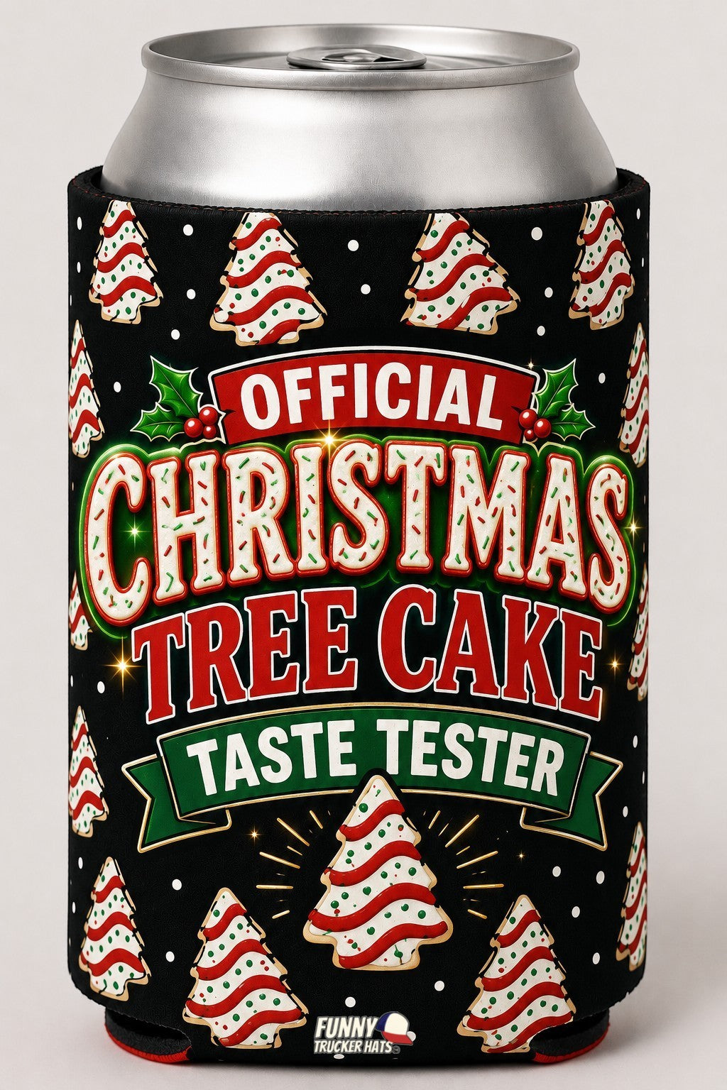 Official Christmas Tree Cake Taste Tester Can Cooler