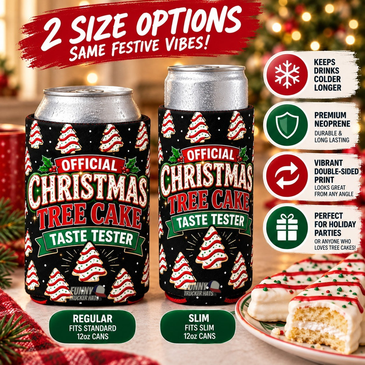 Official Christmas Tree Cake Taste Tester Can Cooler