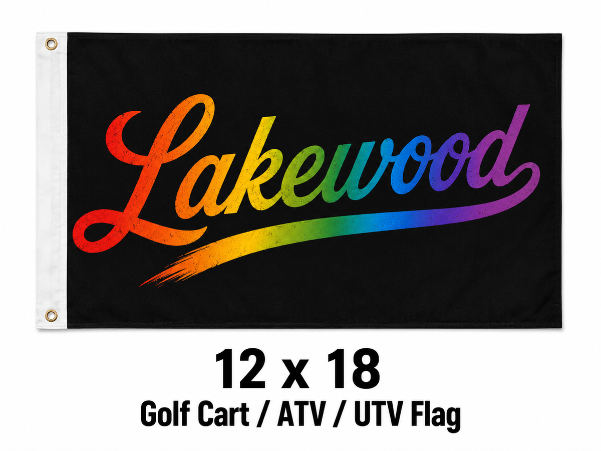Lakewood Ohio Script Flag – Rainbow Lakewood Flag – 12x18 or 3x5 FT