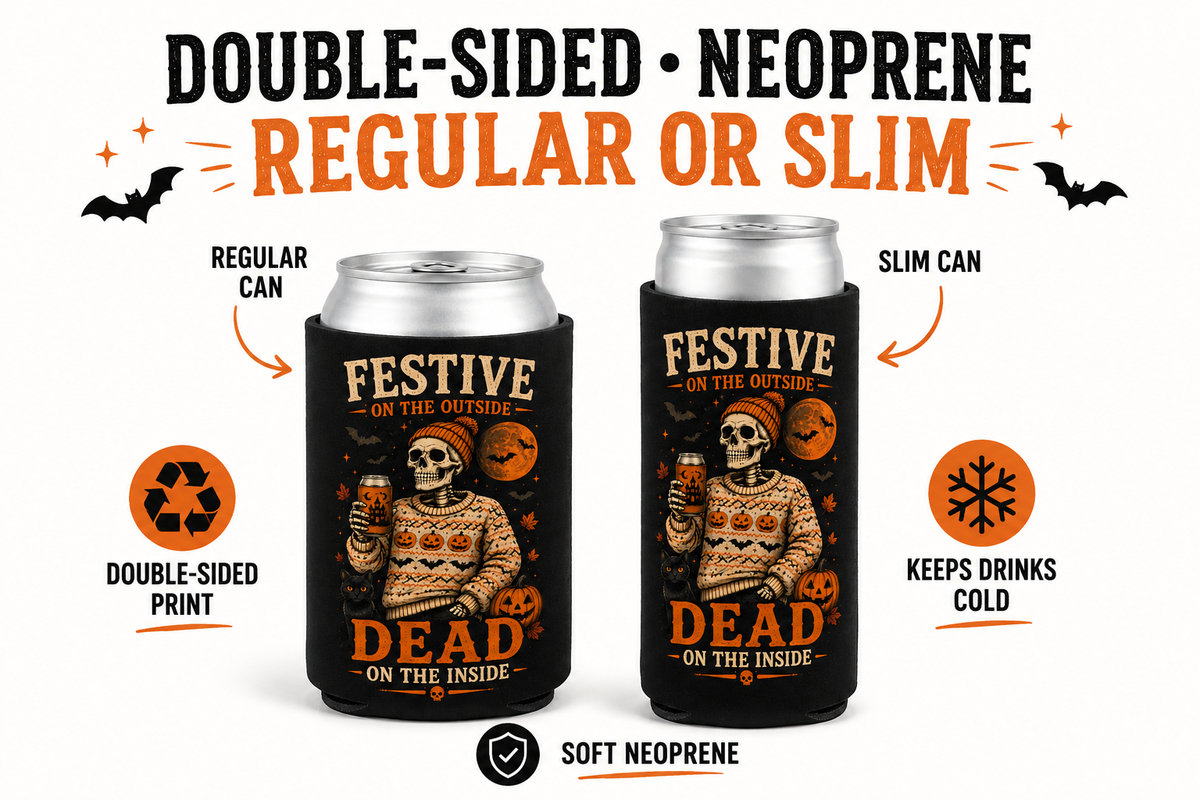 Festive on the Outside, Dead on the Inside Halloween Can Cooler