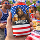 Merica' Bigfoot American Flag Funny Beer Can Cooler Holder Sleeve