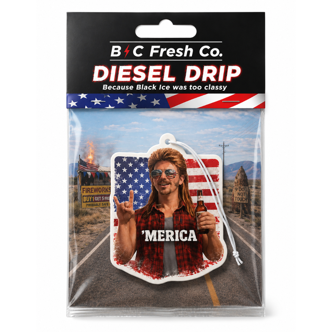 Diesel Drip Funny Mullet Car Air Freshener | BC Fresh Co.
