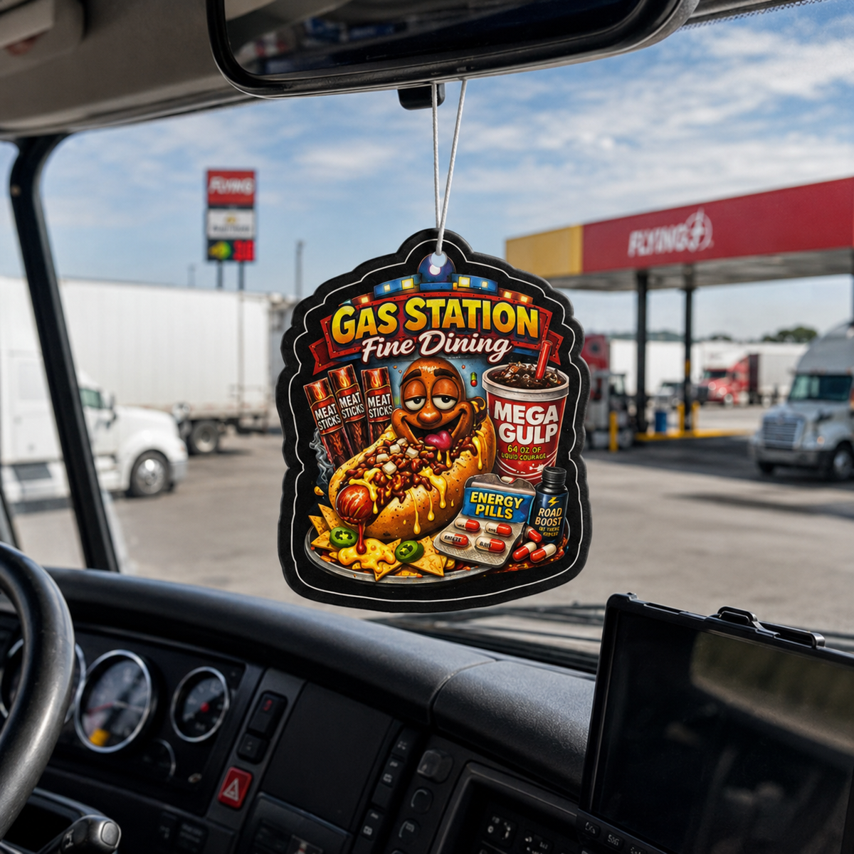 Gas Station Fine Dining Funny Car Air Freshener – Road Trip Snack Gag Gift | BC Fresh Co.