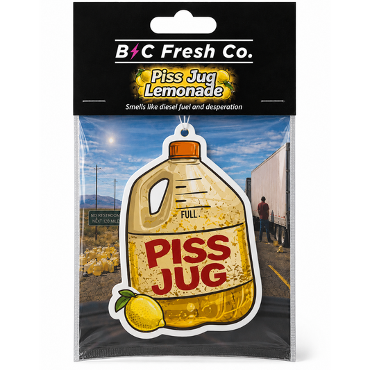 Piss Jug Lemonade Funny Car Air Freshener – Trucker Gag Gift & Hanging Truck Accessory | BC Fresh Co.