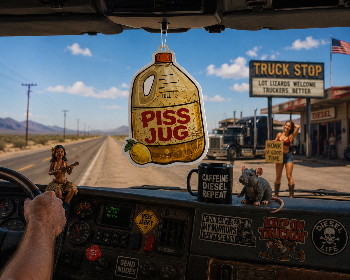 Piss Jug Lemonade Funny Car Air Freshener – Trucker Gag Gift & Hanging Truck Accessory | BC Fresh Co.