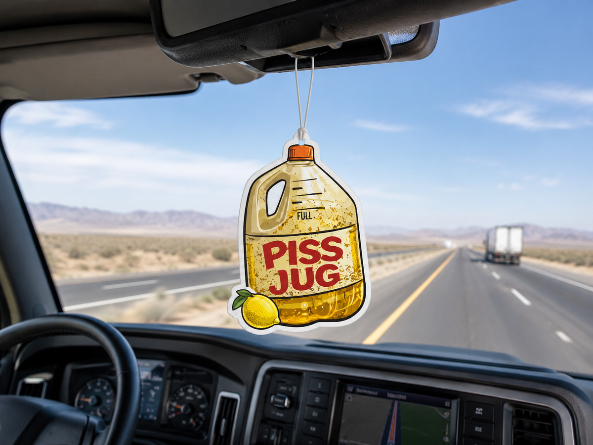Piss Jug Lemonade Funny Car Air Freshener – Trucker Gag Gift & Hanging Truck Accessory | BC Fresh Co.