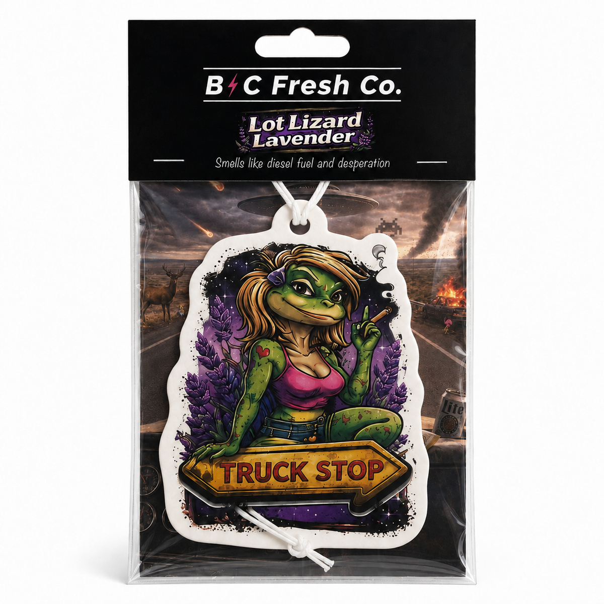 Lot Lizard Lavender Funny Car Air Freshener – Truck Stop Humor & Trucker Gag Gift | BC Fresh Co.