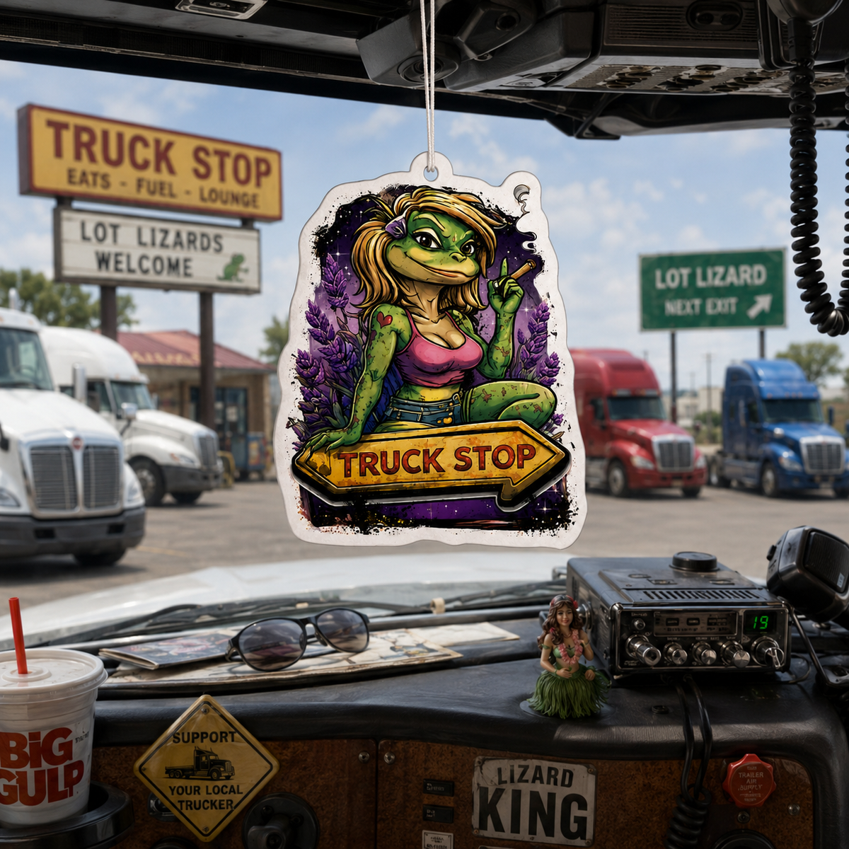 Lot Lizard Lavender Funny Car Air Freshener – Truck Stop Humor & Trucker Gag Gift | BC Fresh Co.