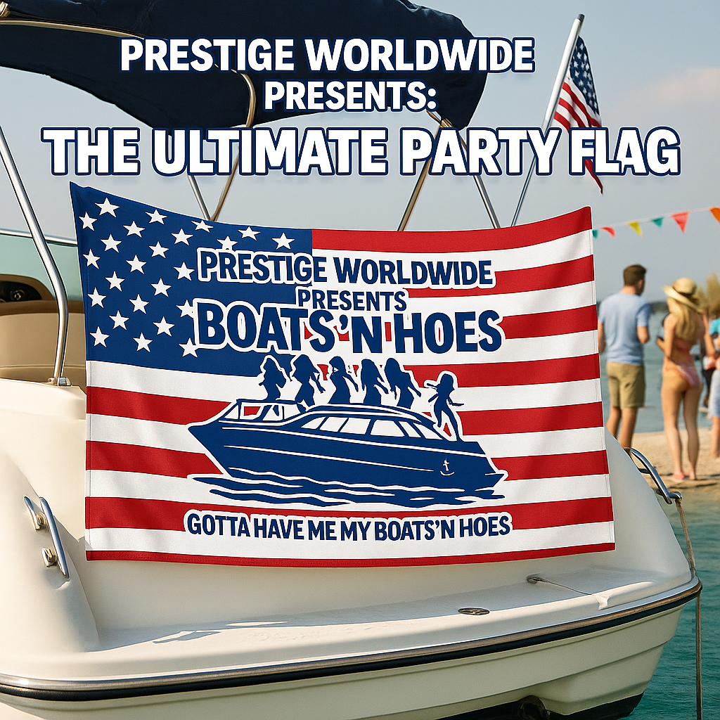 Boats N' Hoes Funny American Flag 3x5 Wall Decor Banner