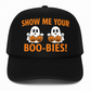 Show Me Your Boo-Bies Funny Halloween Hat Funny Trucker Hat Black