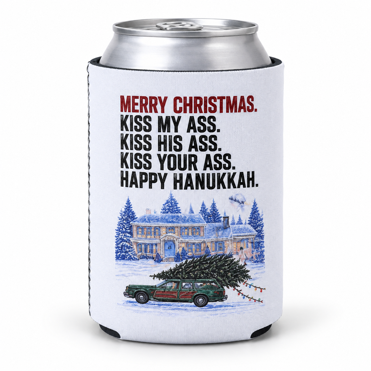 Merry Christmas Kiss My Ass Can Cooler – Regular or Slim