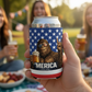 Merica' Bigfoot American Flag Funny Beer Can Cooler Holder Sleeve