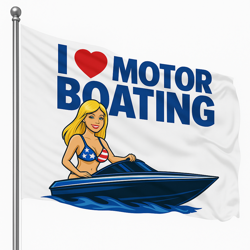 I Love Motor Boating Flag 3x5 Wall Decor Funn wall Banner