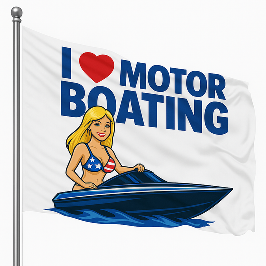 I Love Motor Boating Flag 3x5 Wall Decor Funn wall Banner
