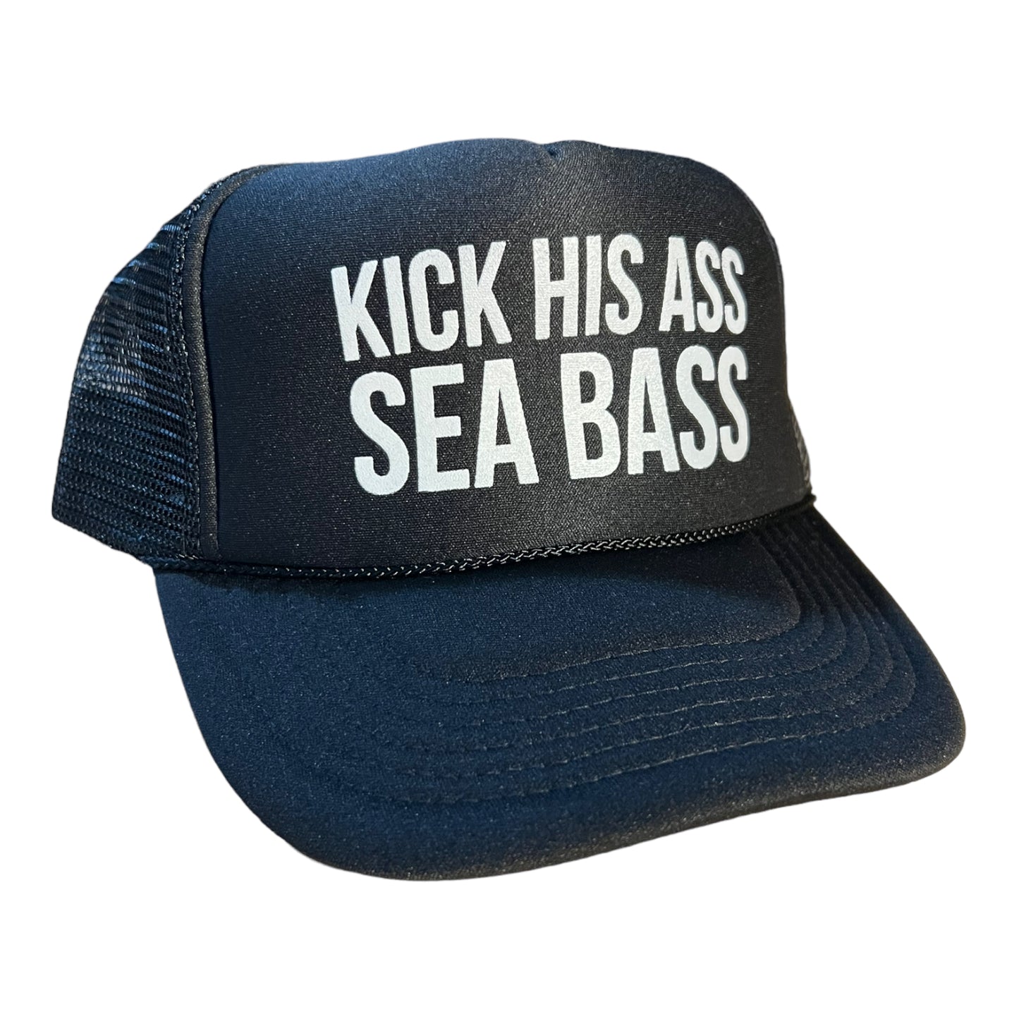 Kick His Ass Sea Bass Funny Trucker Hat Funny Trucker Hat Black