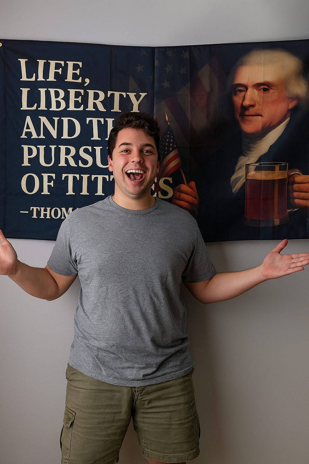 Life Liberty and the Pursuit Of Titties Thomas Jefferson Flag 3x5 Wall Decor Funn wall Banner