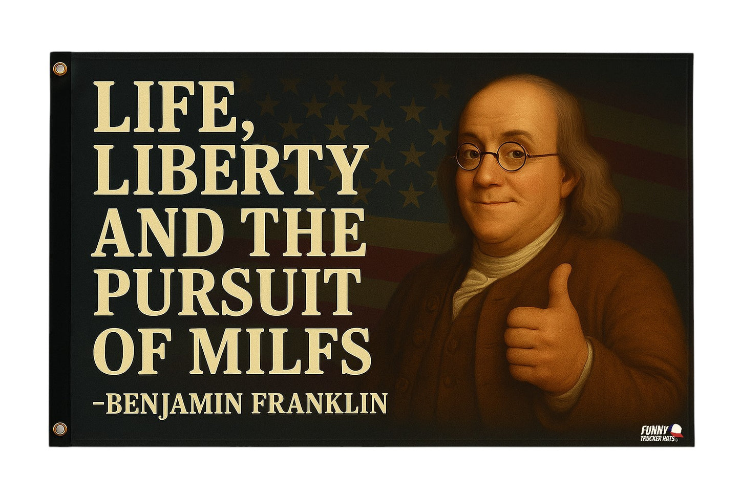 Life Liberty and the Pursuit Of MILFS Benjamin Franklin 3x5 Wall Decor Funny wall Banner
