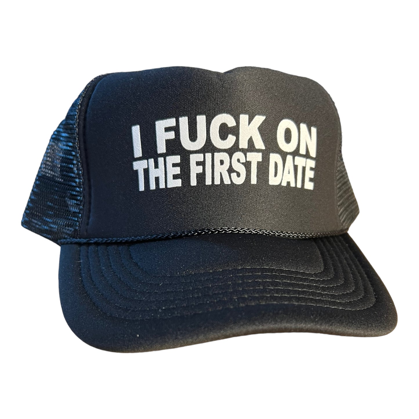 I F*CK On The First Date Trucker Hat Funny Trucker Hat Black