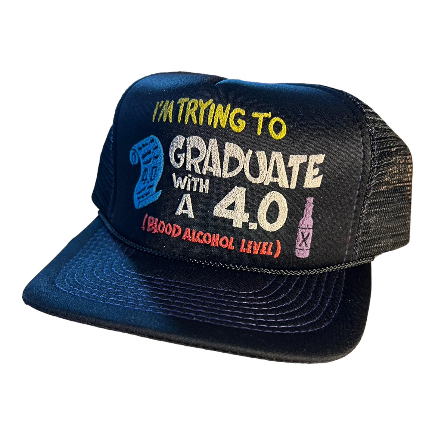 I'm Try to Graduate with a 4.0 Trucker Hat Funny Trucker Hat Black