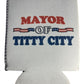 Mayor Of Titty City Funny Beer Can Cooler Holder Sleeve White