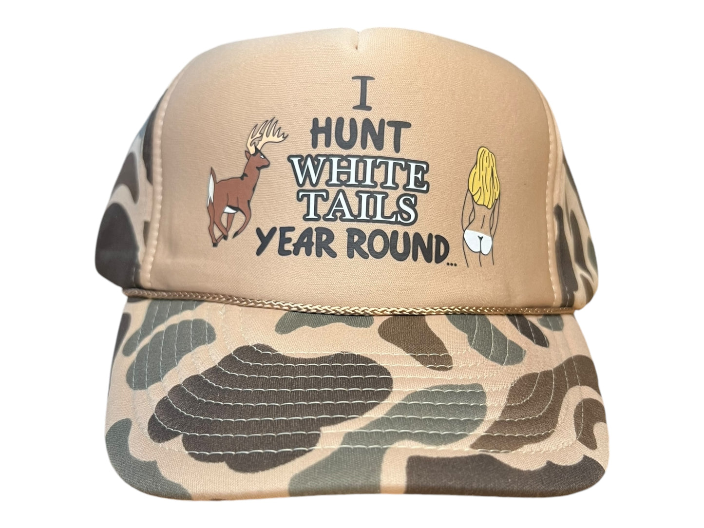 I Hunt White Tails Year Round All Foam Hat Funny Trucker Hat Camo