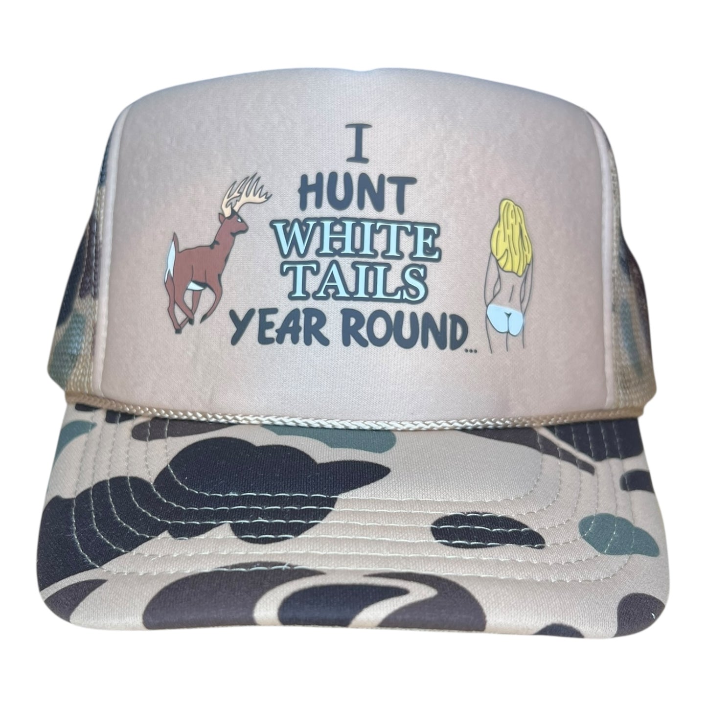 I Hunt White Tails Year Round Trucker Hat Funny Trucker Hat Camo