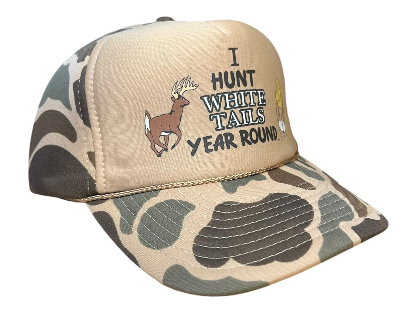 I Hunt White Tails Year Round All Foam Hat Funny Trucker Hat Camo