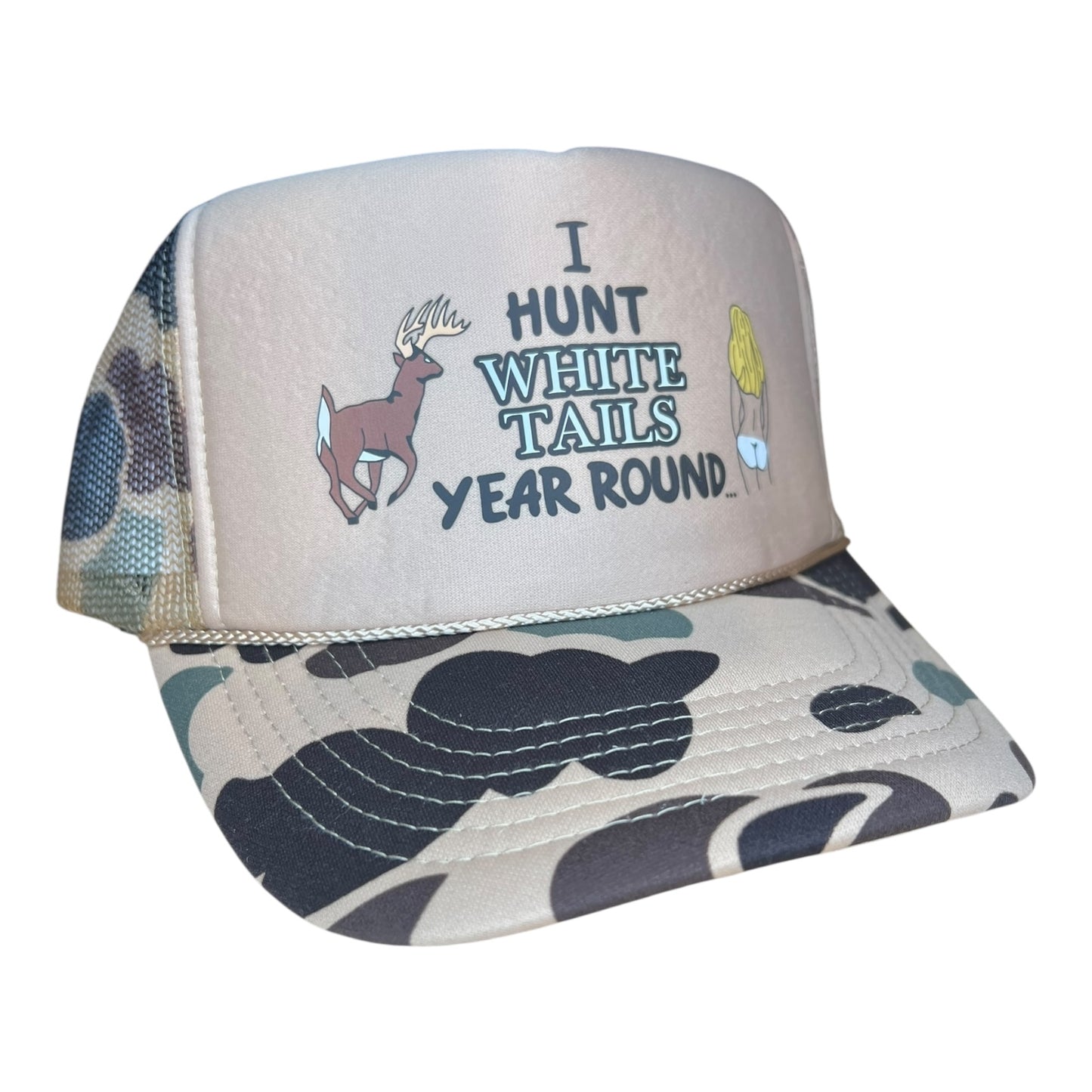 I Hunt White Tails Year Round Trucker Hat Funny Trucker Hat Camo