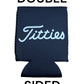 Titties Golf Text Beer Golf Can Cooler Holder Sleeve (Black with White Text)