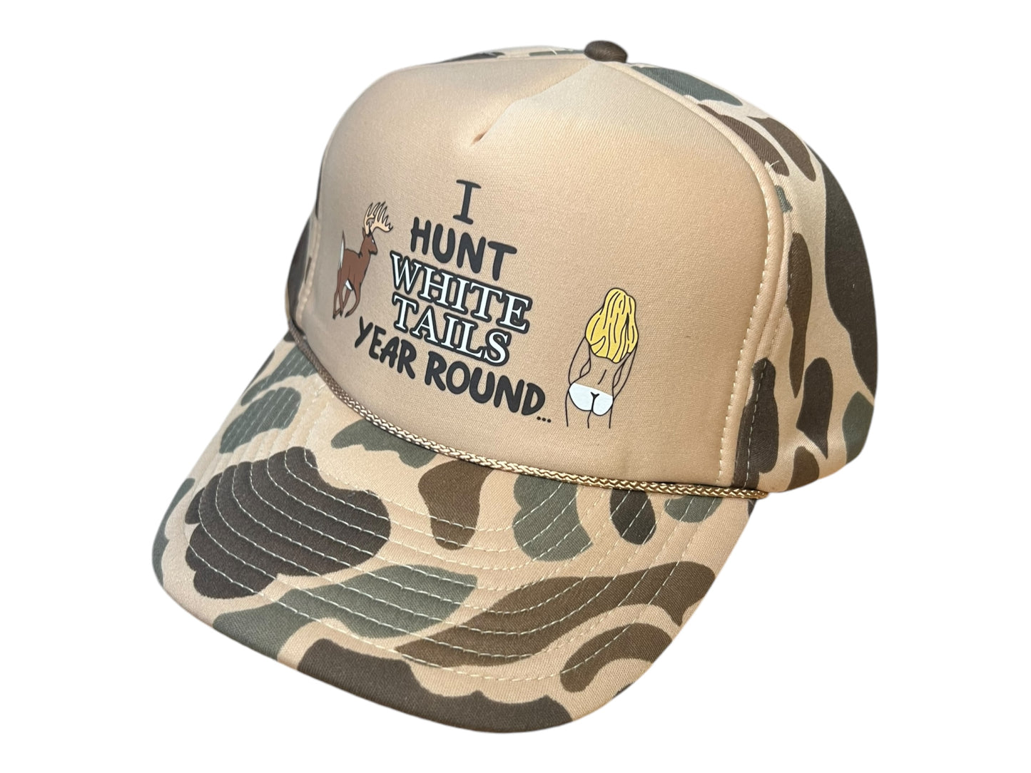 I Hunt White Tails Year Round All Foam Hat Funny Trucker Hat Camo