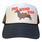 Dachshund Free Wiener Rides Trucker Hat Funny Trucker Hat Black/White