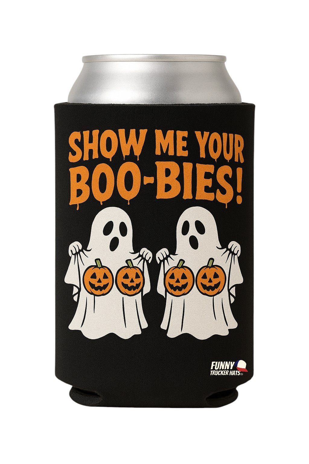 Show Me Your Boo-Bies Halloween Ghost Beer Sleeve Coolie