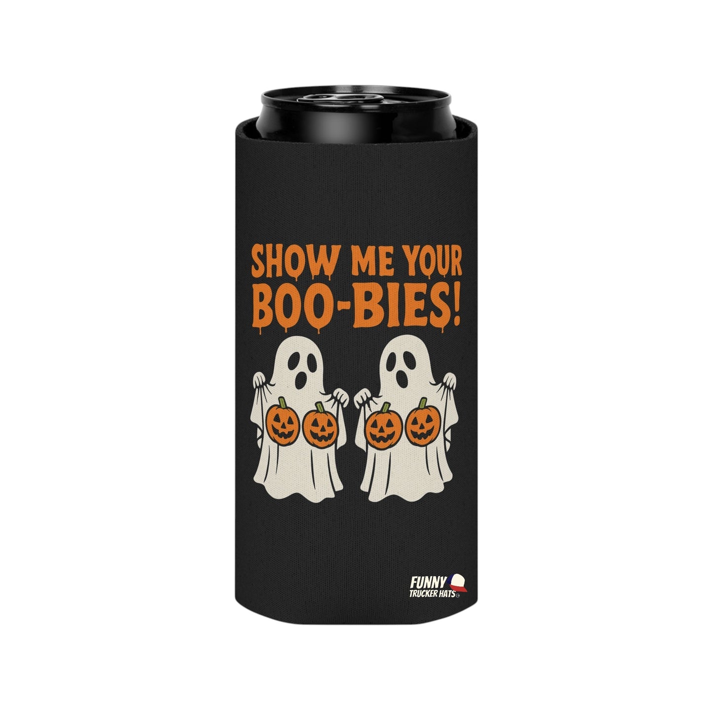 Show Me Your Boo-Bies Halloween Ghost Beer Sleeve Coolie