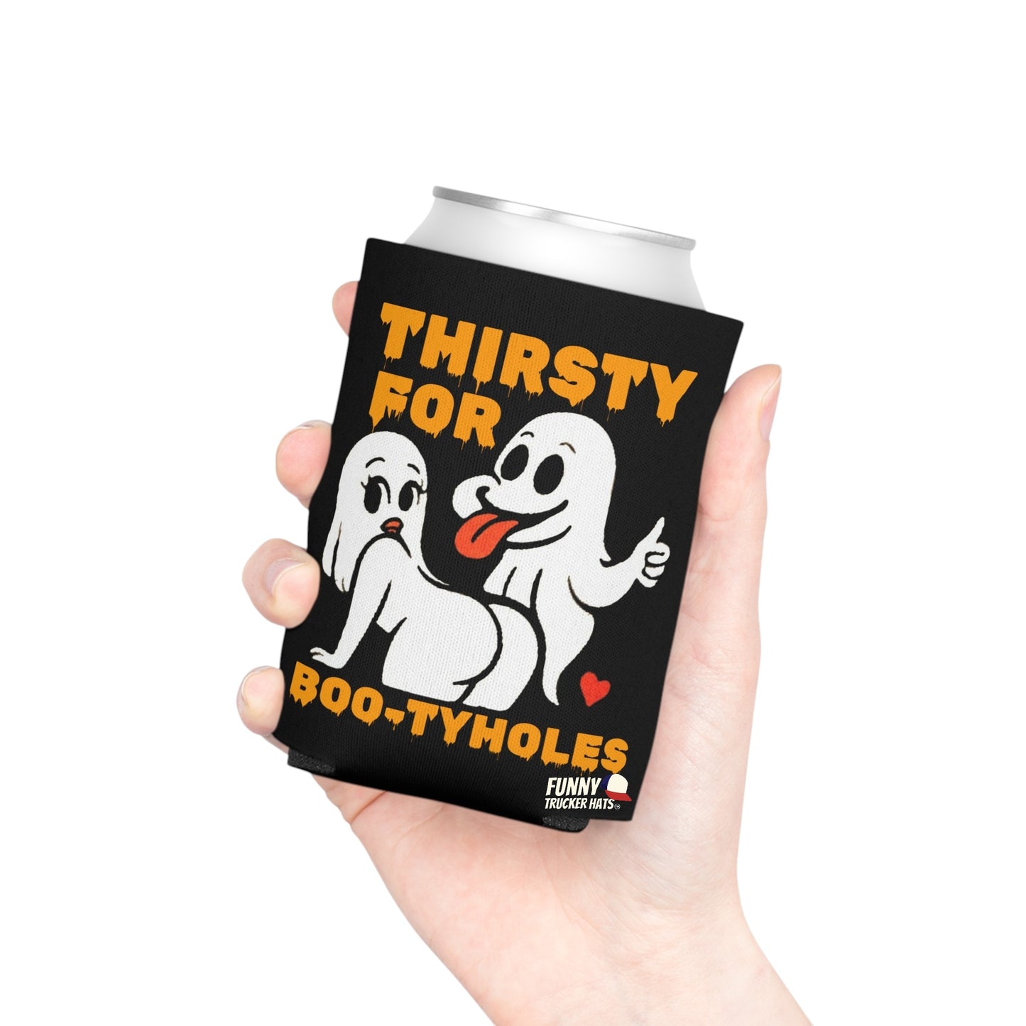 Thirsty For Boo-tyholes Halloween Ghost Beer Sleeve Coolie