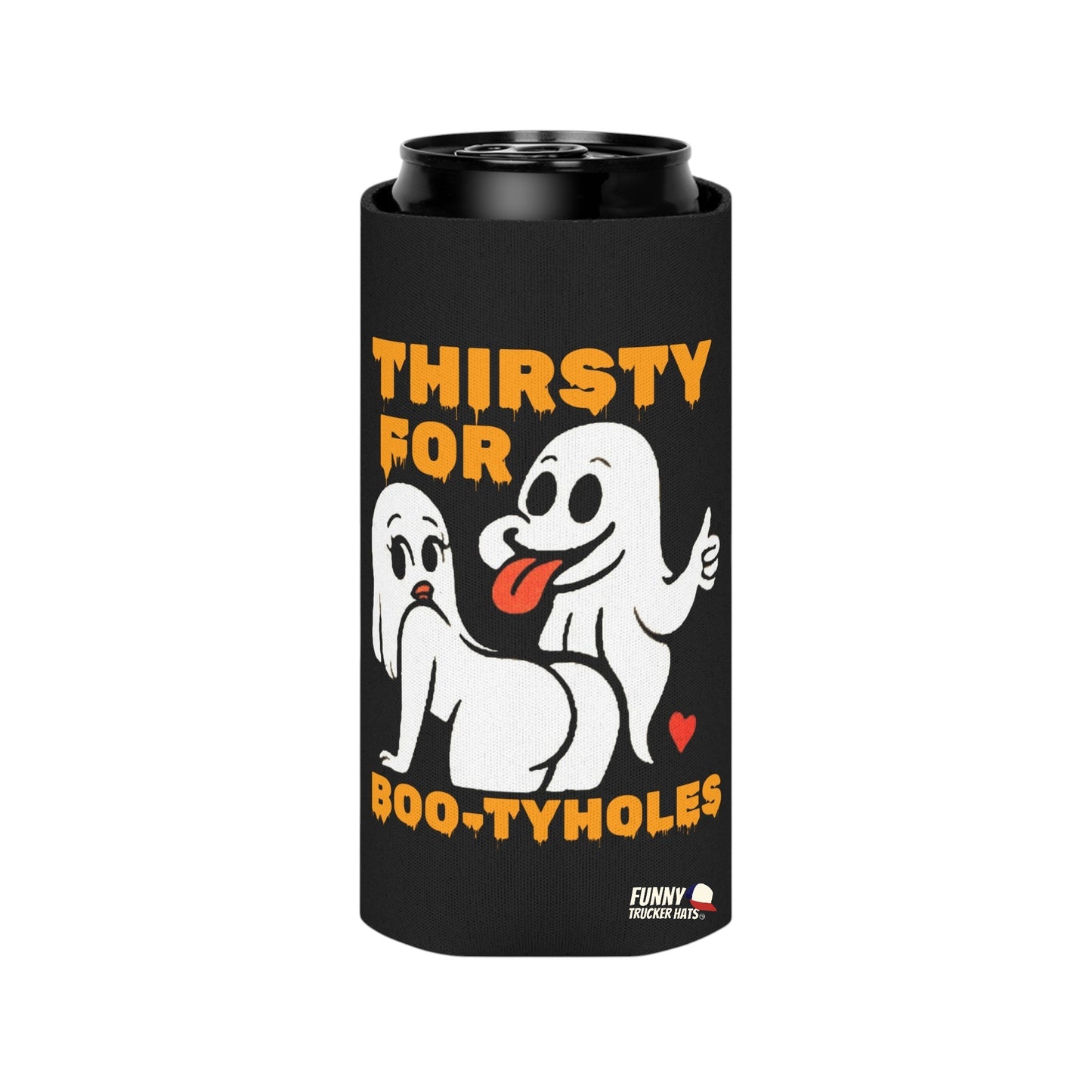 Thirsty For Boo-tyholes Halloween Ghost Beer Sleeve Coolie