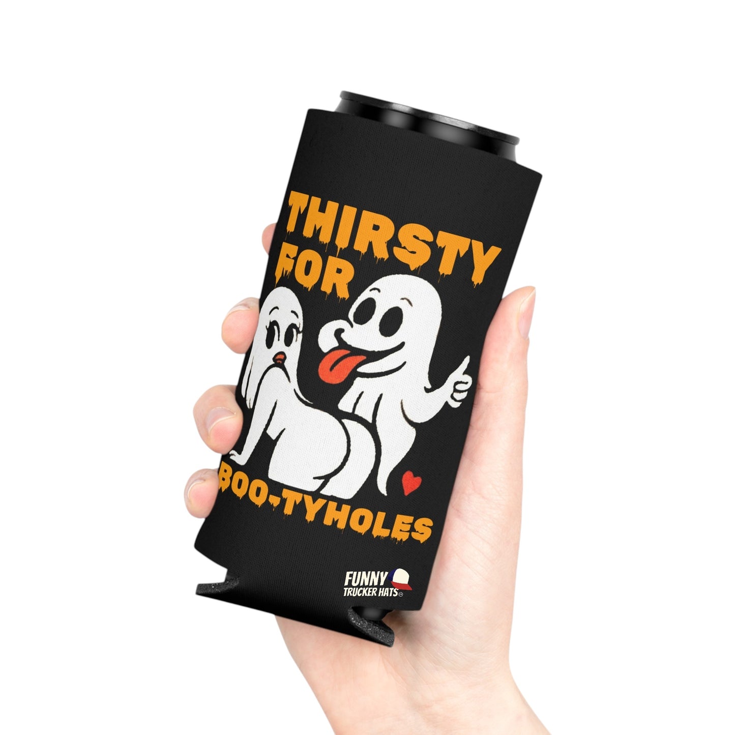 Thirsty For Boo-tyholes Halloween Ghost Beer Sleeve Coolie