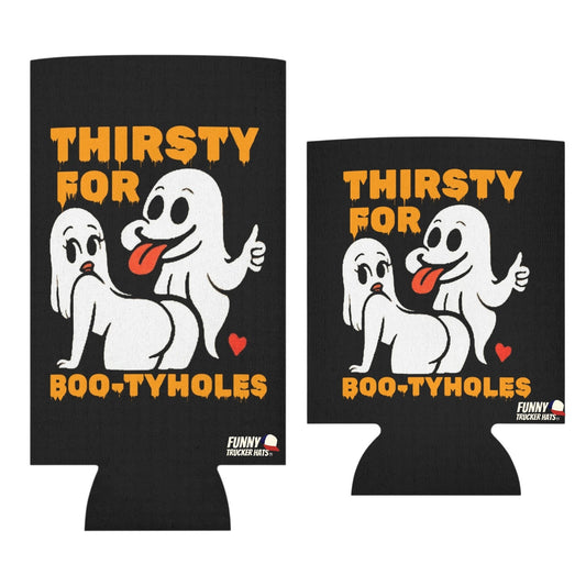 Thirsty For Boo-tyholes Halloween Ghost Beer Sleeve Coolie