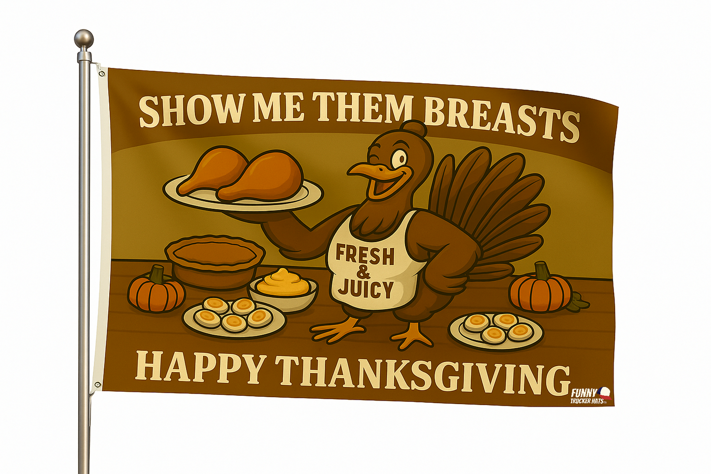 Show Me Them Breasts Funny Thankgsving Flag 3x5 Wall Decor wall Banner