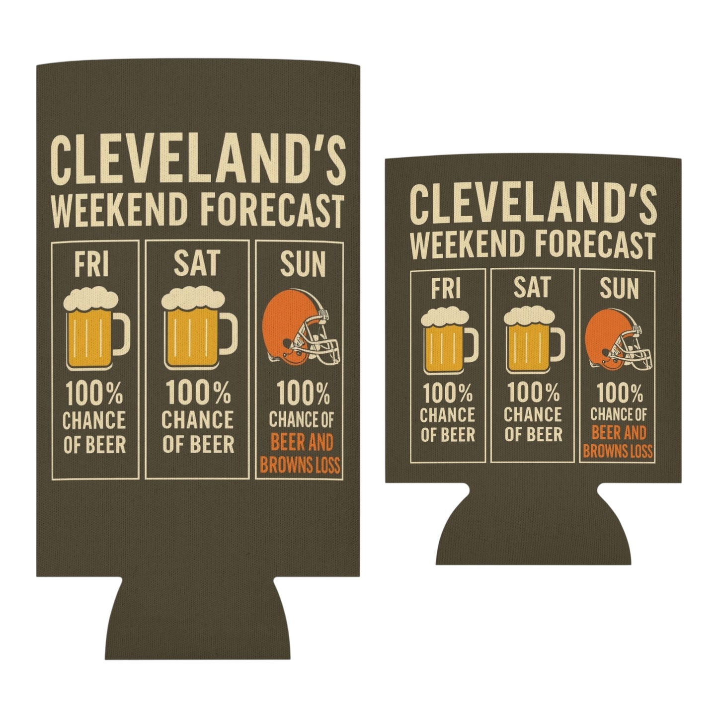 Cleveland's Weekend Forecast Beer Can Cooler Holder Sleeve