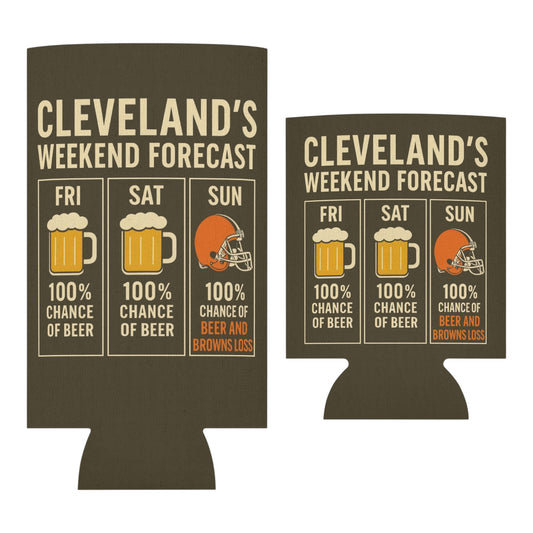 Cleveland's Weekend Forecast Beer Can Cooler Holder Sleeve